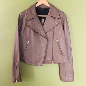 J. Crew Dusty Mauve Leather Moto Jacket